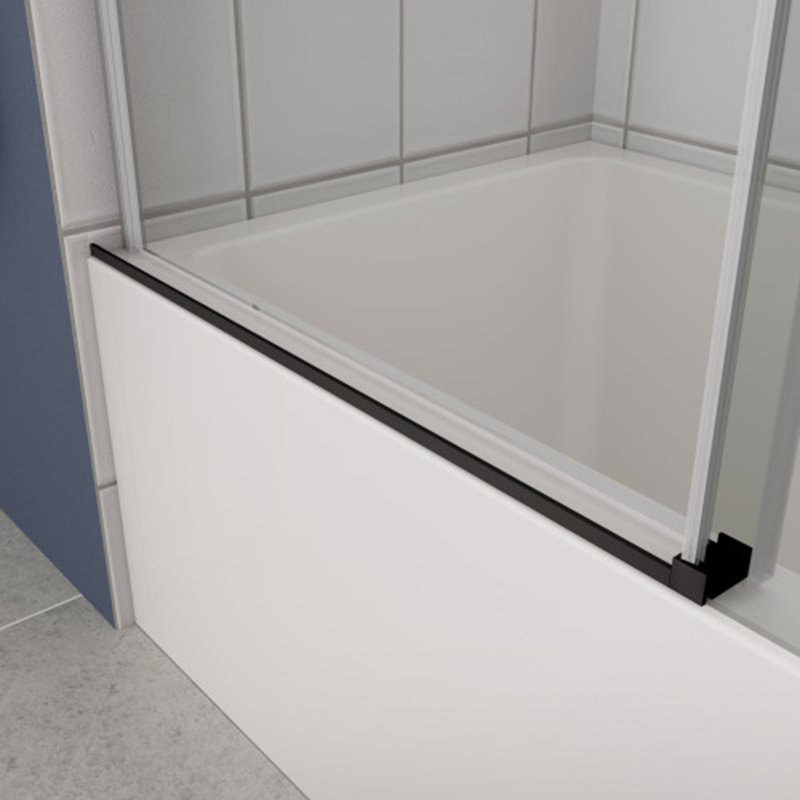Porte de douche coulissante pour baignoire avec verre trempé épais, Noir