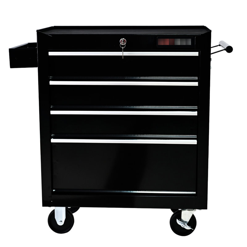 Rangement à outils roulant avec 4 tiroirs et serrure - Boîte de tiroir d'atelier de garage industriel robuste