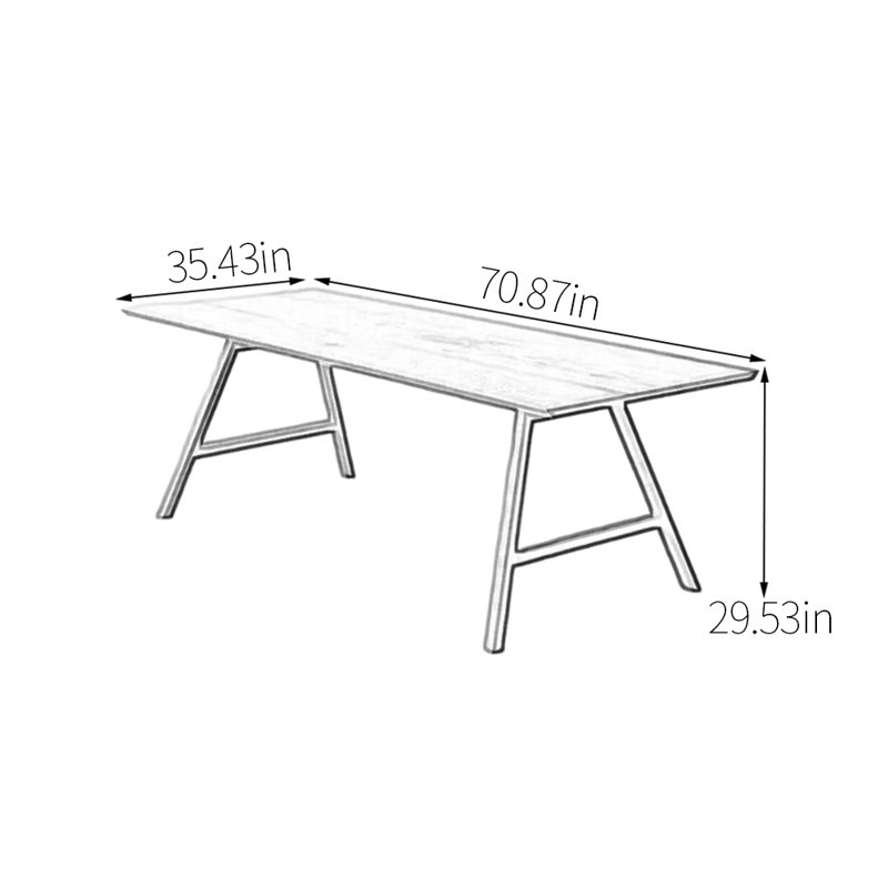 Rectangle ash wood dining table, 29.53"H x 70.87"L x 35.43"W