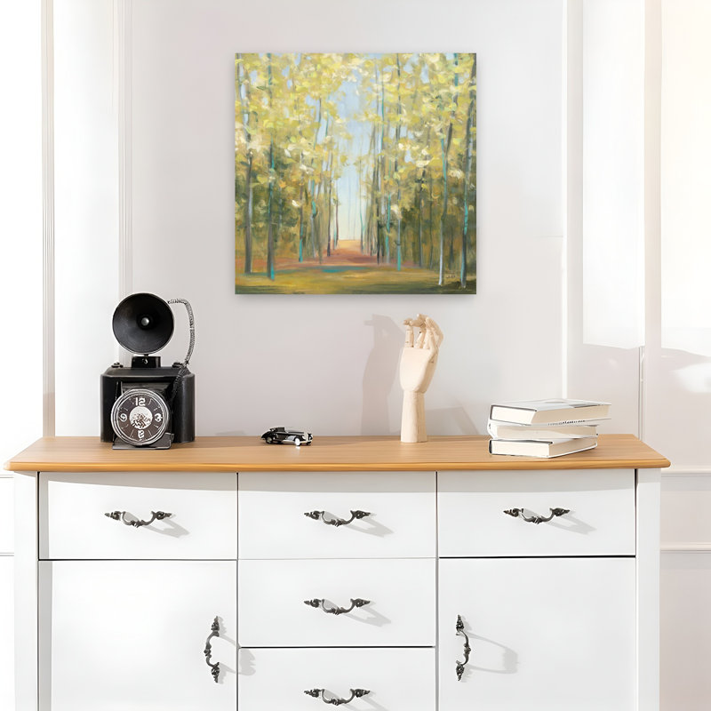 Art contemporain Aspen Grove II avec trembles, H 18 po x l 18 po