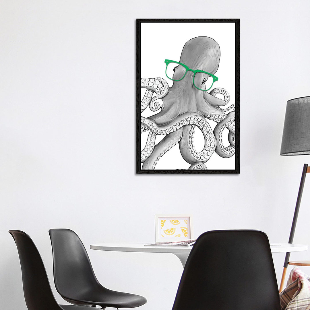 Octopus With Green Glasses von Printable Lisa's Pets - Gallery-Wrapped Canvas GiclÃ©e