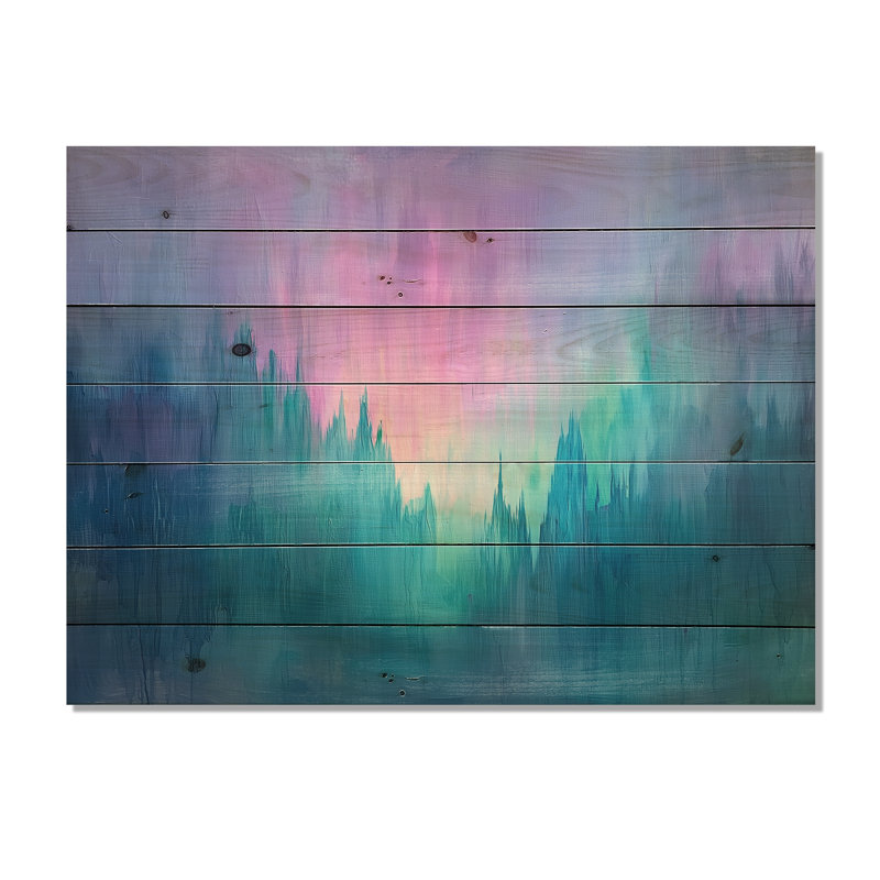 Décoration murale Auroral Bloom Minimal Sky Horizon II - paysage traditionnel sur bois de pin naturel, H 30 po x l 40 po