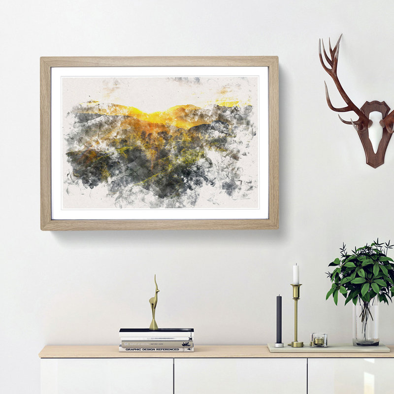 Sunlight over the Countryside - Picture Frame Graphic Art Print, Oak Framed, 62cm H x 87cm W x 2cm D