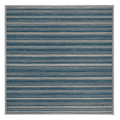 Machine Washable Horizontal Stripes Green Area Rug
