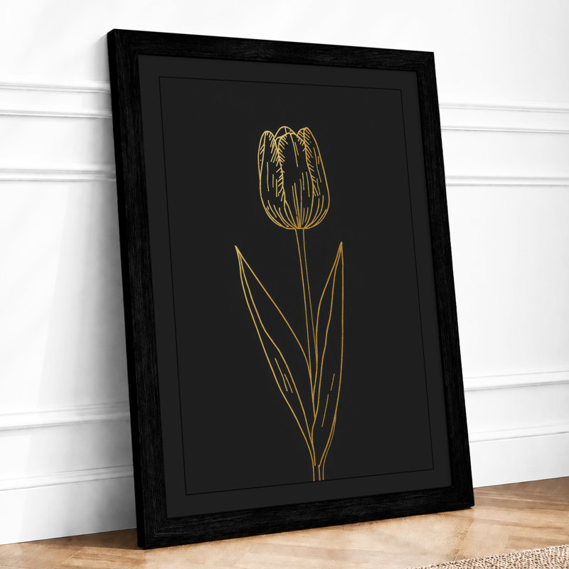 Golden Tulip Botanical - Framed Print, A1 - 84.1 x 59.4 cm, Black