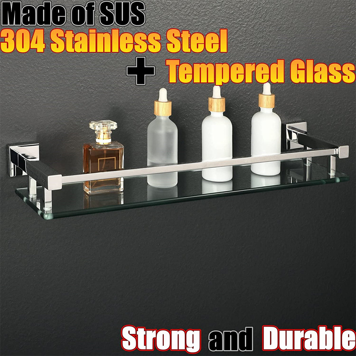 Rebrilliant Bathroom Shelves Glass Shelf Shower Niche, Wall Mount Floating Shelves For Bathroom ...