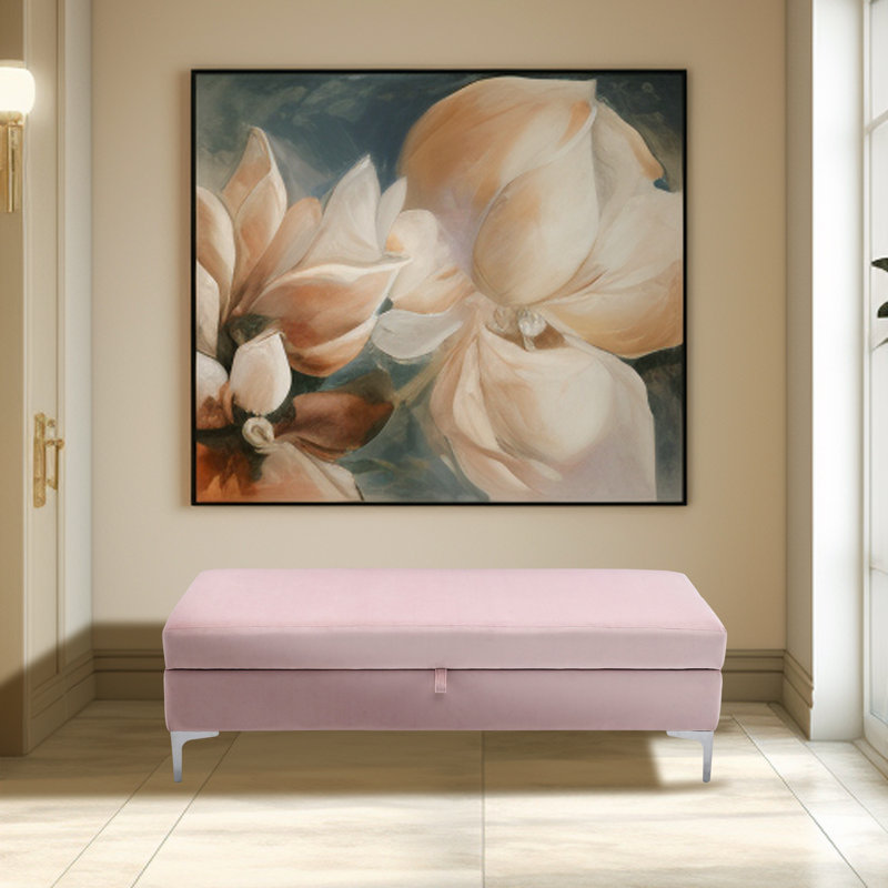 Marius Velvet Storage Bench, Pink