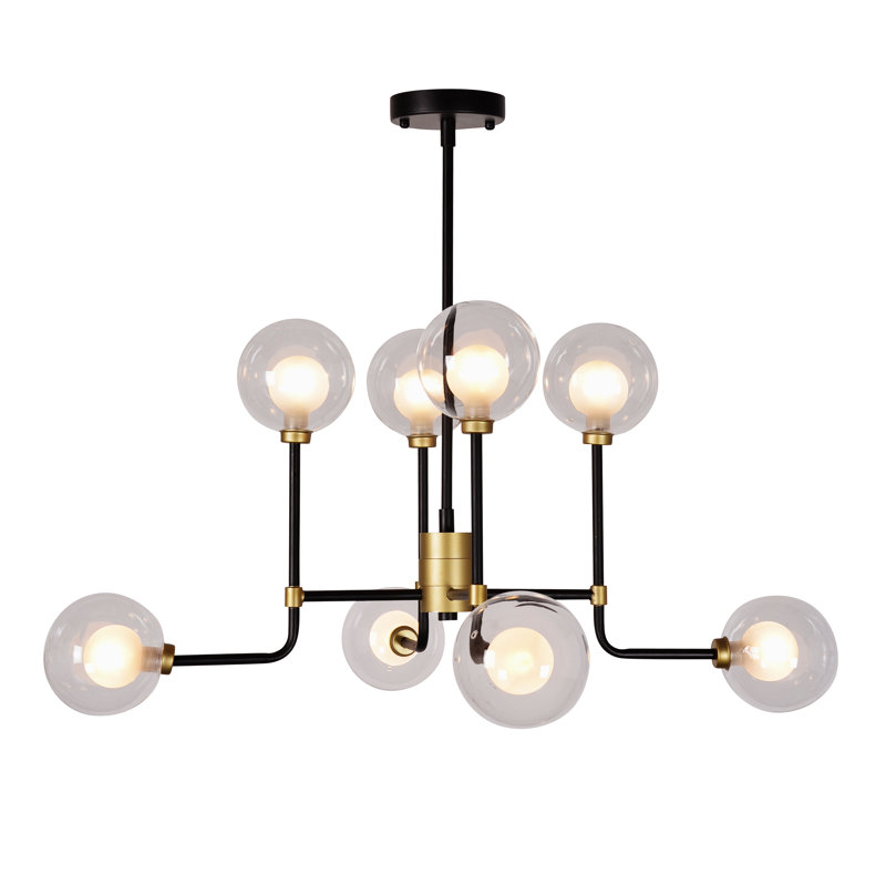 Lawtell 8 - Light Sputnik Modern Linear Chandelier, White, 16" H x 31.5" W x 31.5" D