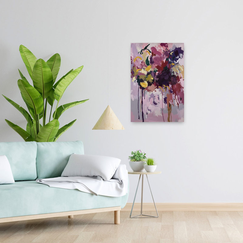 Art contemporain, art floral abstrait contemporain, H 48 po x l 32 po