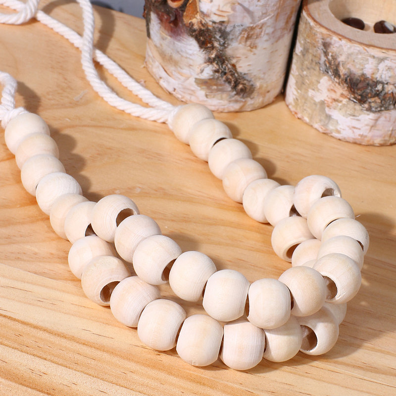 Beige Wooden Bead Curtain Tieback