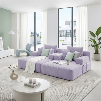 Très grand canapé-lit double moelleux en velours côtelé, canapé-lit convertible avec poches de rangement et 3 coussins (disponible en 13 couleurs)