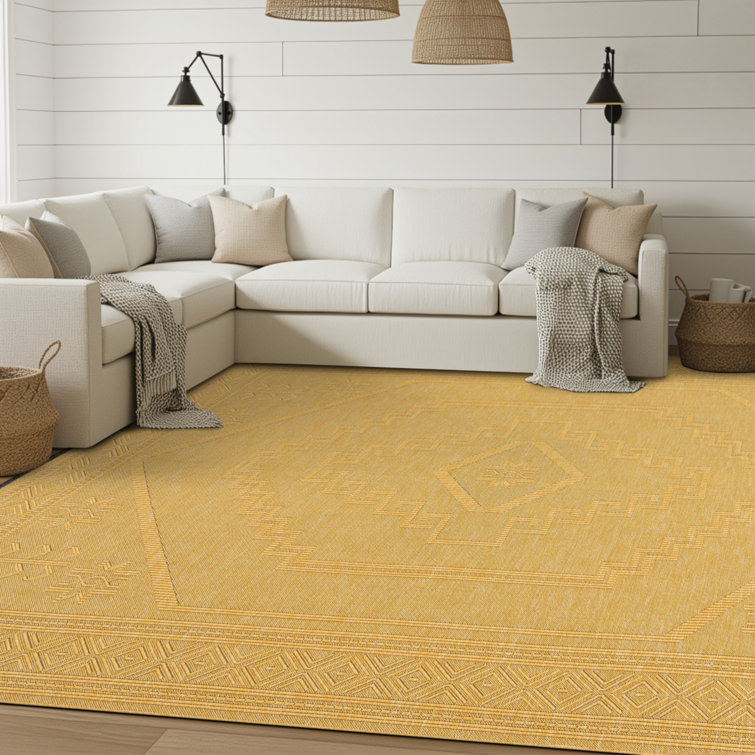 Brenly Moroccan Machine Washable Non Skid Indoor Area Rug - Gold