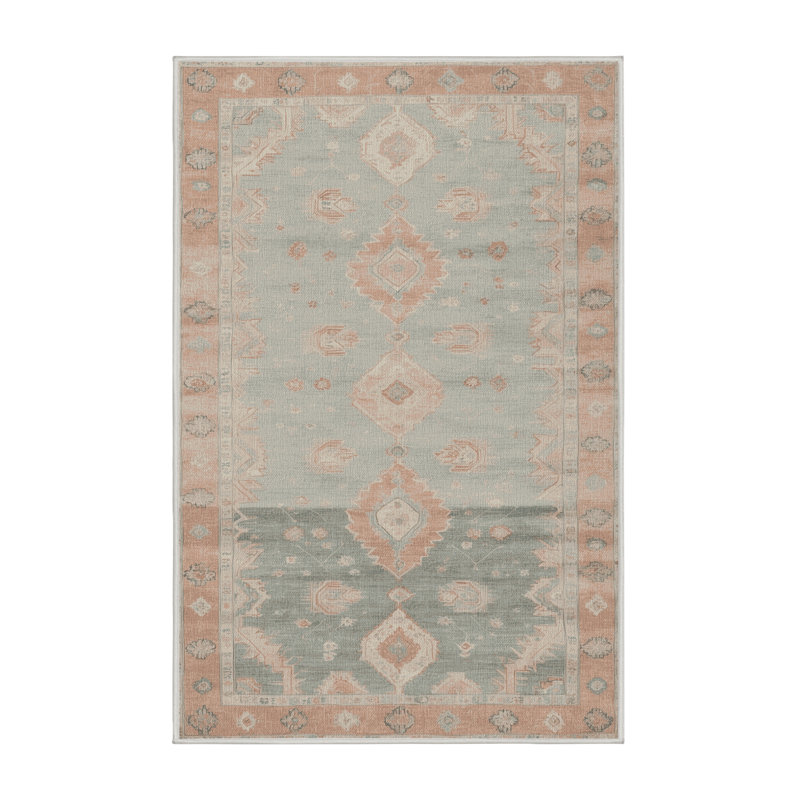 Tapis beige lavable à la machine Afyon, Rectangle 7 pi x 10 pi