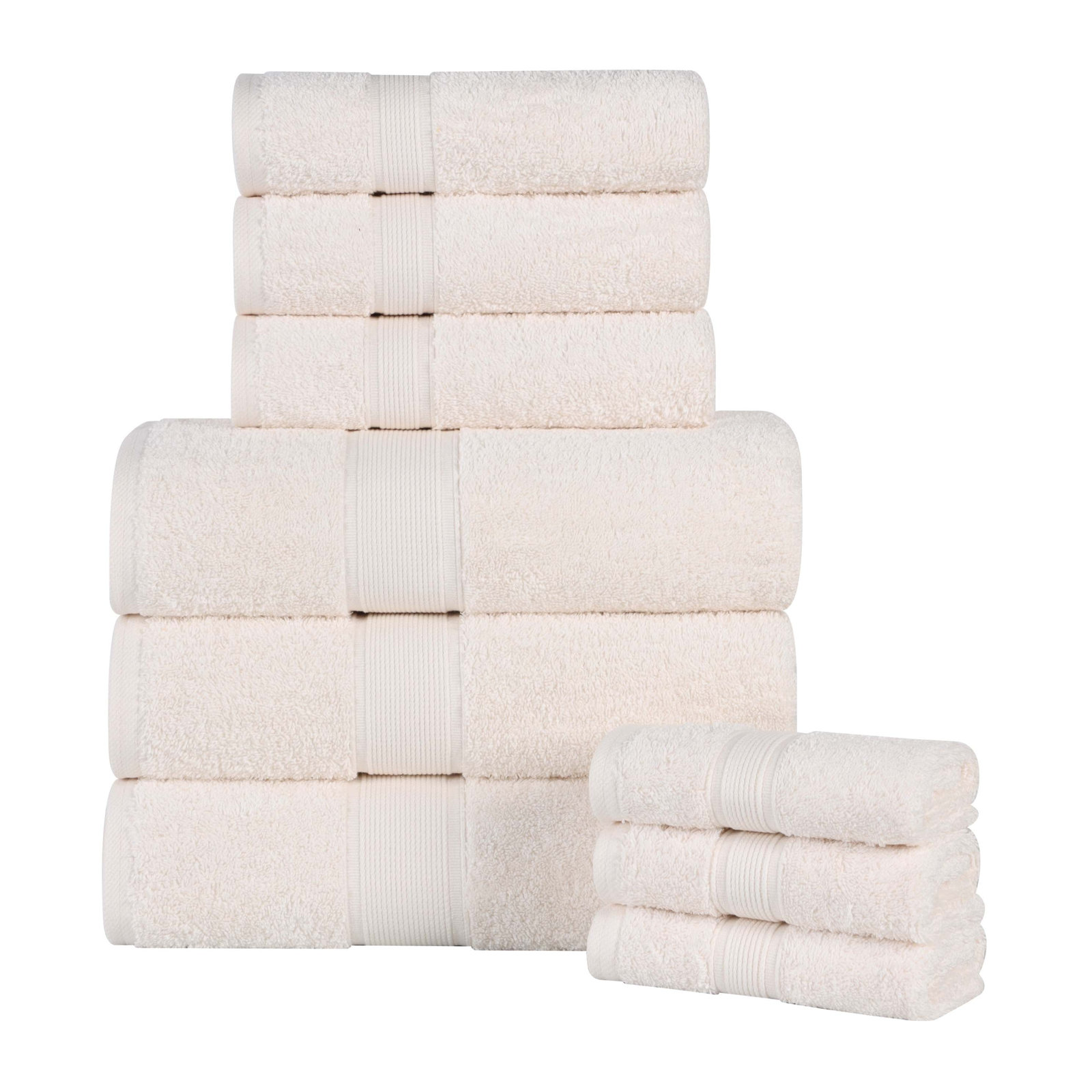 Organic Cotton Towel Set, Ivory, 9 Piece Set