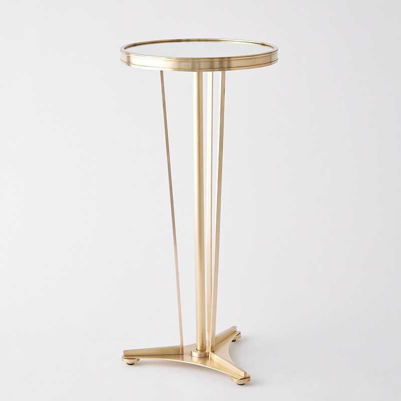 French Moderne Side Table, Antique Brass