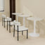 27.6-inch white coffee table, mid-century modern style dining table, suitable for 2-4 people, featuring a round white-veined marble tabletop, perfect for various settings.