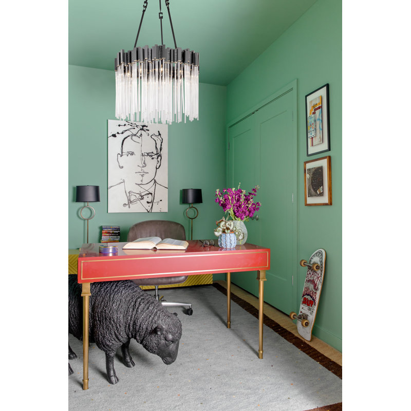 Matrix Chandelier - 25"D x 25"W x 27.5"H - Matte Black/French Gold, Matte Black/French Gold