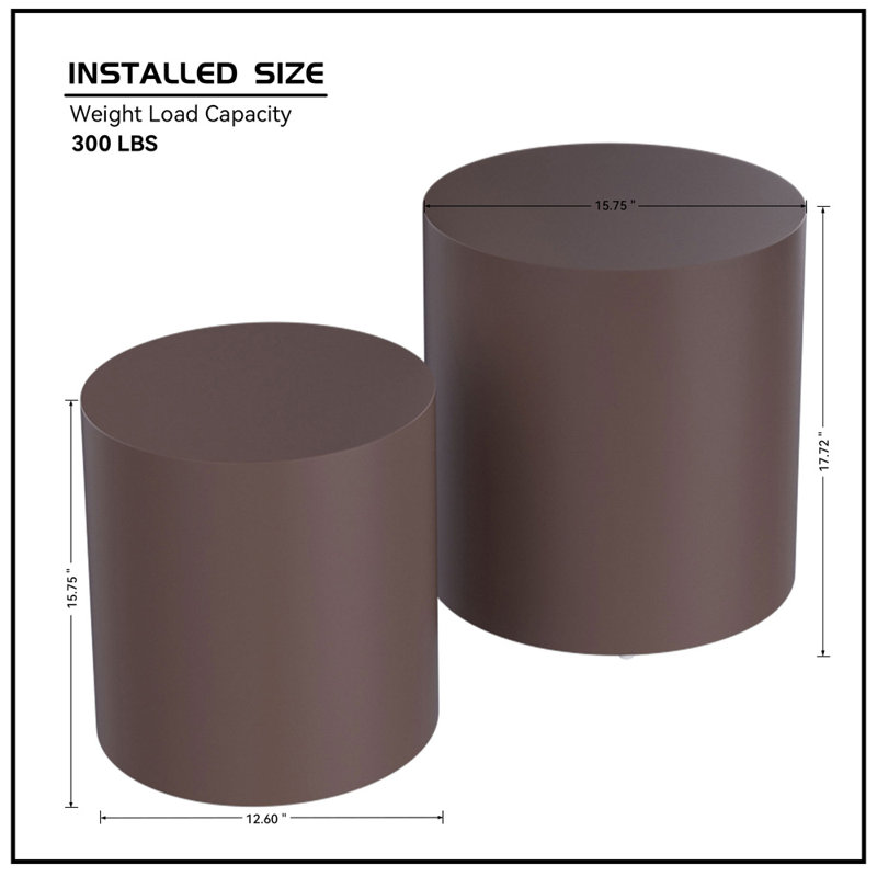 Amadus Nesting Tables, Dark Brown Wood, 15.75" x 15.75" x 17.72"