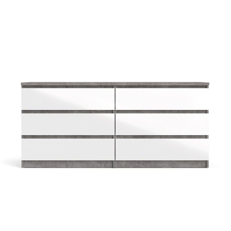 Emanuelle Chest of 6 Drawers, White/Grey
