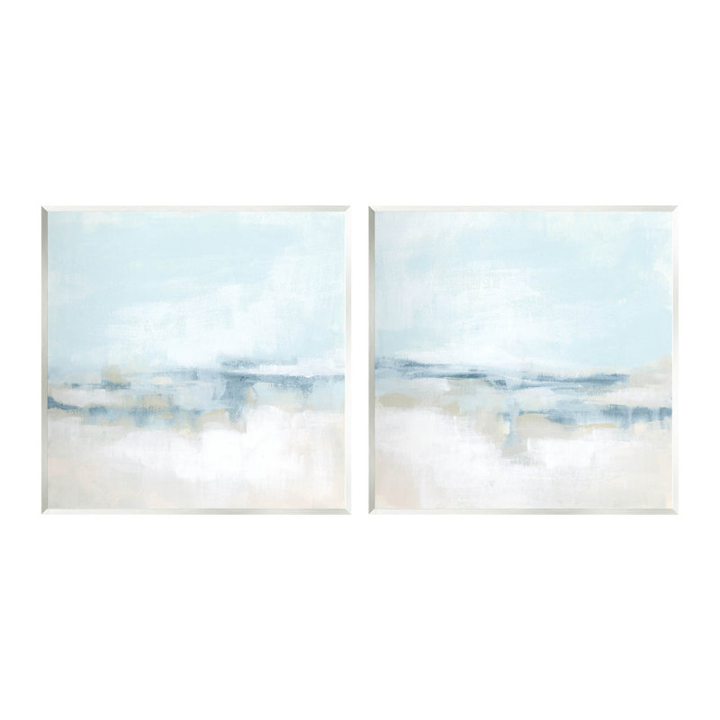 "Abstract Blue Atmospheric Landscape", ensemble de 2 plaques murales par June Erica Vess