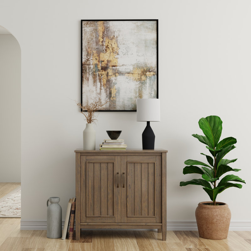 Armoire de rangement basse en bois massif l 32 po à 2 tablettes avec tablettes réglables