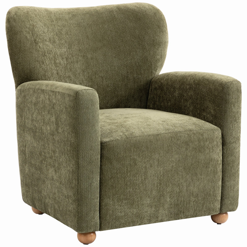 Upholstered Wingback Accent Chair, Green