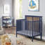 Lit de bébé Connelly Mini avec surmatelas bleu minuit / noyer rétro-733911986