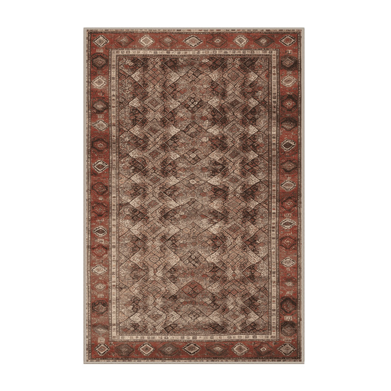 Machine Washable Persian Brown Area Rug, Rectangle 2' x 3'