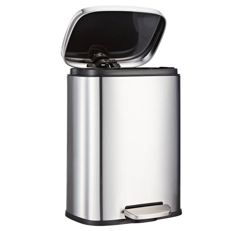 Okkel Metal Step On Kitchen Trash Can, 3.1, 38cm H x 31cm W x 25cm D