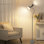 Lampe sur pied en métal 2 lumières, lampe sur pied 3000k avec lumière au pied et ampoules incluses, gris - pour le salon, la chambre à coucher