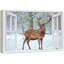 «Window View Rustic Winter Snow Snow Forest Moose Deer Nature Images Scenic Landscape» sur toile-98448789