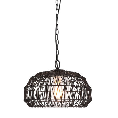 Luminaire suspendu d'extérieur à brancher en tissu noir mat à 1 lumière Branigans X Globe Diego