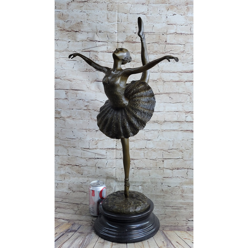 Très grande statue originale en bronze signée de ballerine