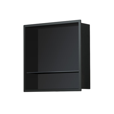 12.6"x12.6" Stainless Steel 18 Gauge Black Square Recessed Shower Niche No Tile Needed