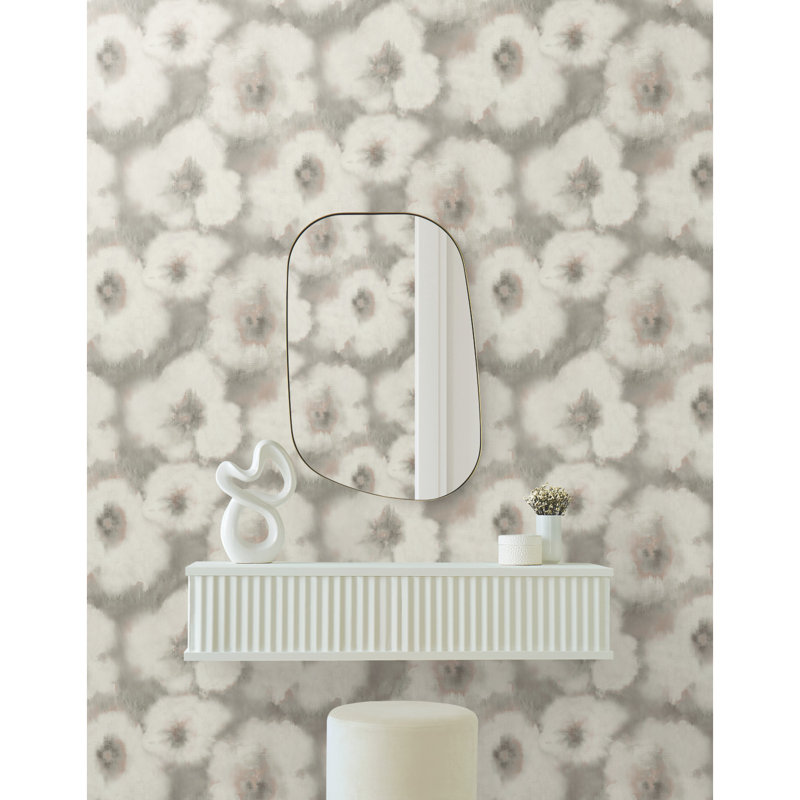 Blended Floral Floral Wallpaper Roll, Clay