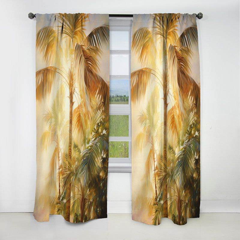 Gambier - Rideau palmiers - Rideau occultant à motif floral - 1 panneau, 52" W x 95" L