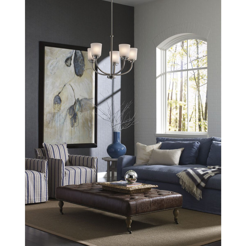 Lustre classique/traditionnel ombré 5 lumières Seydou, Nickel brossé