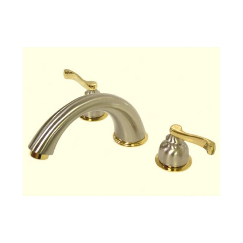 Double Handle Deck Mounted Roman Tub Faucet, Satin Nickel/Polished Brass
