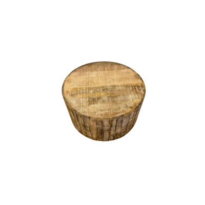 34" Natural Solid Wood Round Bunching Coffee Tables – Modern Geometric