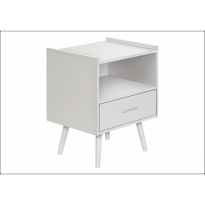 Table d'appoint moderne en stratifié gris avec tiroir de rangement pour la chambre à coucher et le salon, parfaite pour l'organisation élégante