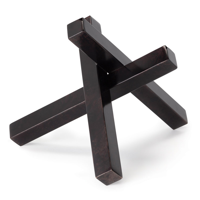 Patina Finish Zinc Metal Intersecting Sculpture