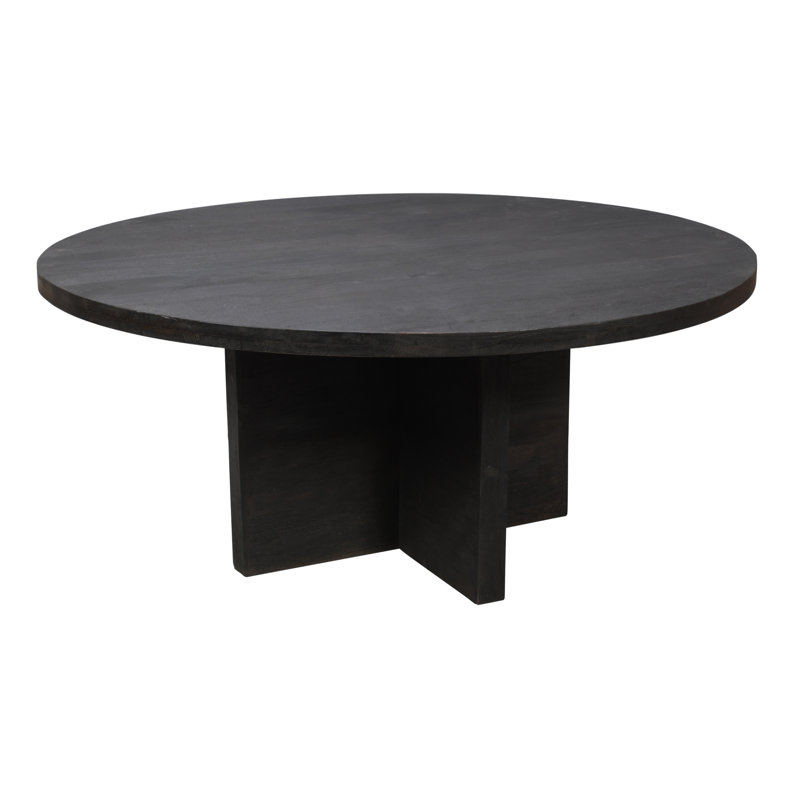 Rounded Solid Wood Dining Table, 70" W x 70" L, Dark Gray
