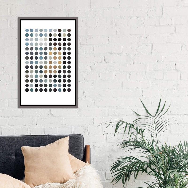 « terrey points »-impression sur l’image, H 48 po x l 32 po x P 1,5 po, Toile encadrée de bois rustique foncé