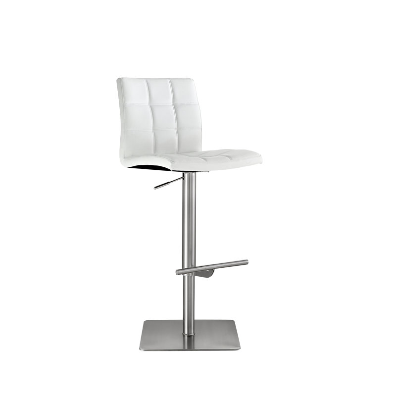 Tabouret de bar Felipe, Argent, Blanc givré
