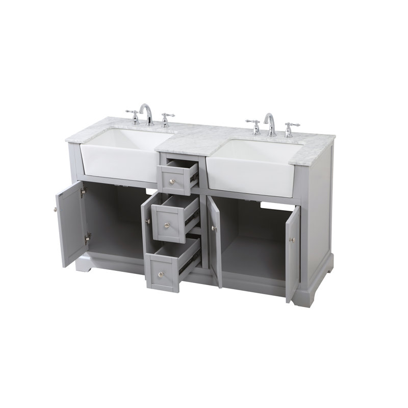 Ensemble de meuble-lavabo double 60 po Pardue, gris