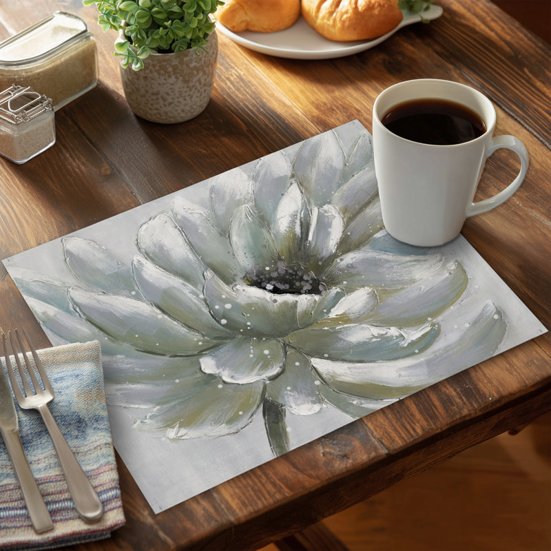 White Chrysanthemum Polyester Eiver Set of 6 - Home Decor
