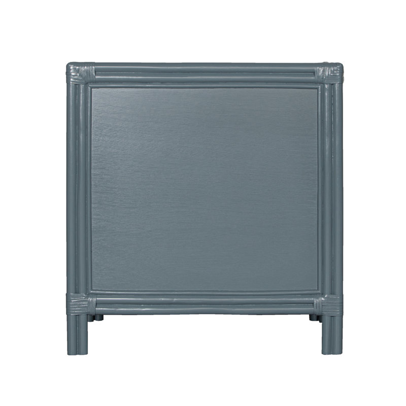 Clara Collection 1 - Drawer Rattan Nightstand, Regatta Blue