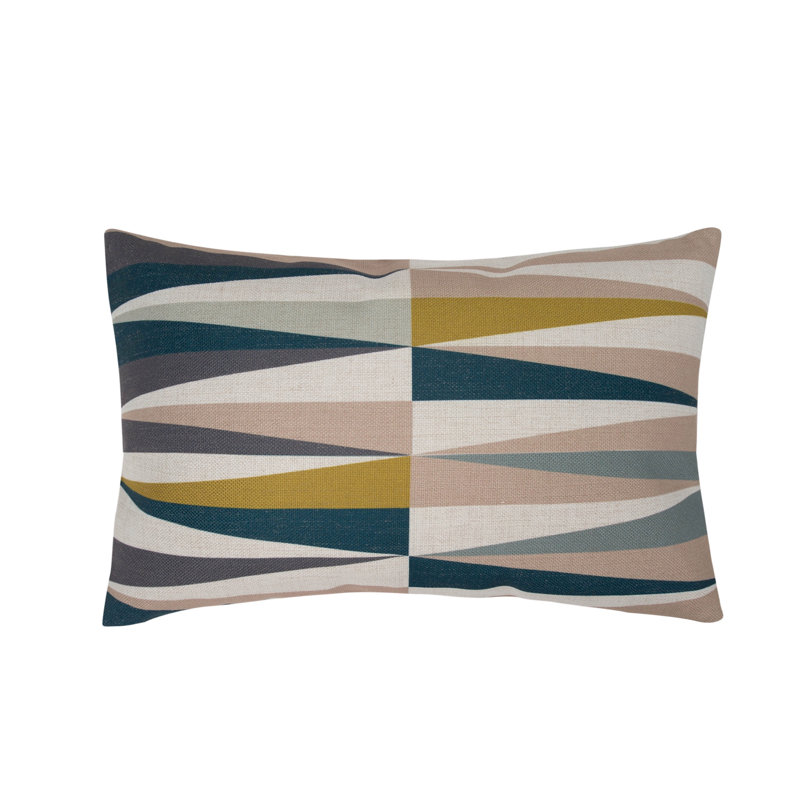 Housse et coussin de coussin lombaire à motif géométrique horizontal 19,7 po x 11,8 po, Gris/vert