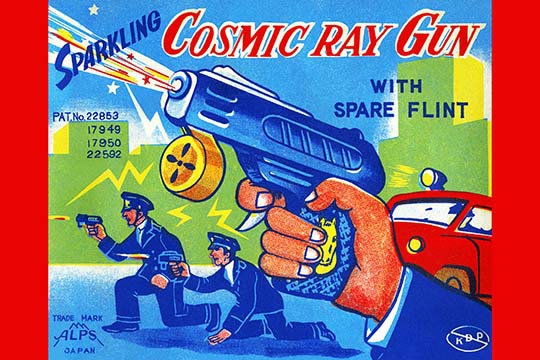 « cosmique ray pistolet », affiche rétro