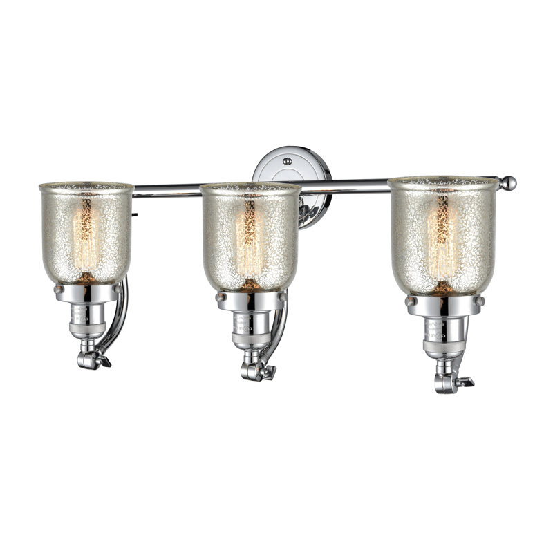 Luminaire de meuble-lavabo 3 lumières 28 po Bell, Chrome poli, Argent mercuré plaqué, Ampoule non incluse